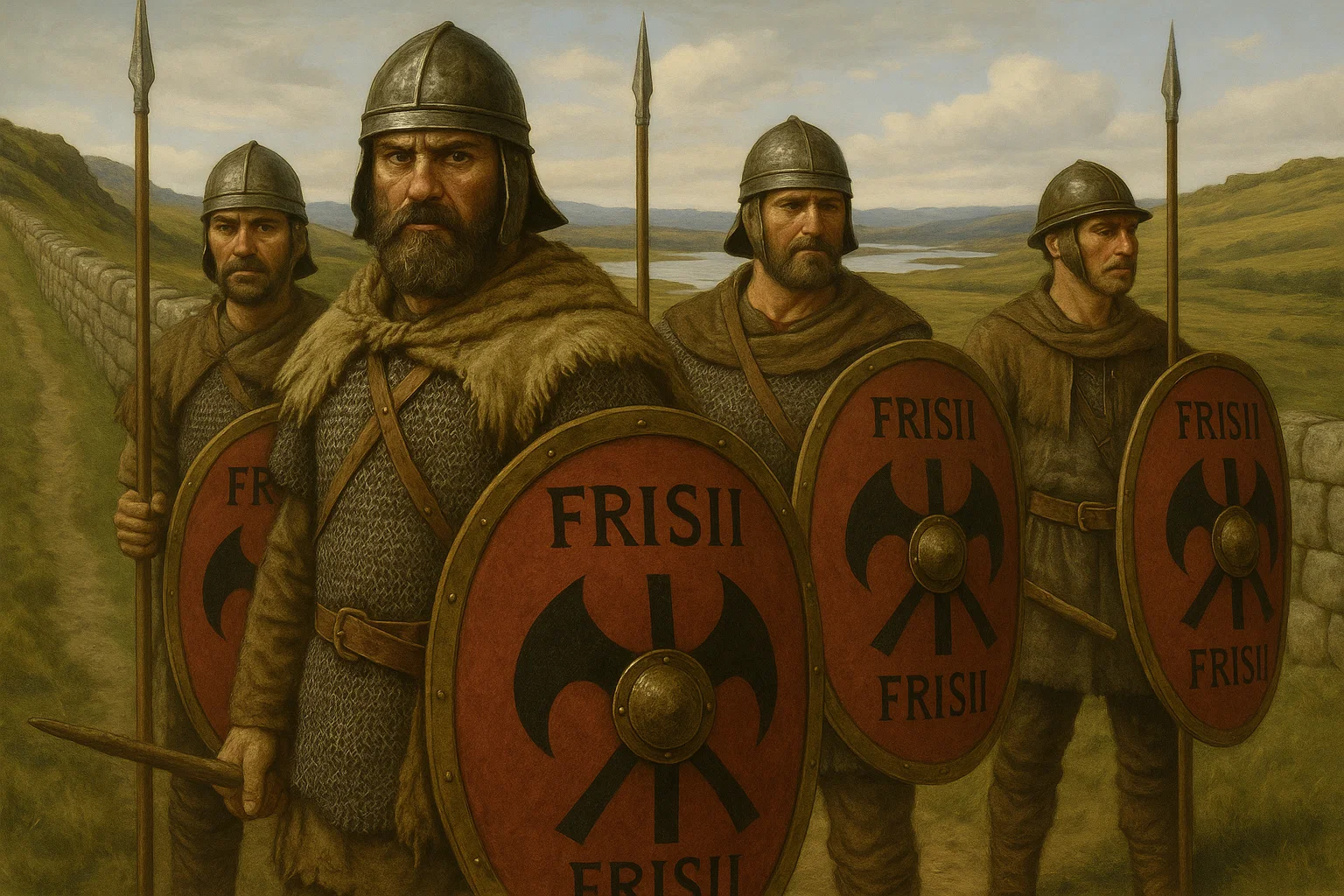 Artistic depiction of Roman-era Frisii warriors
